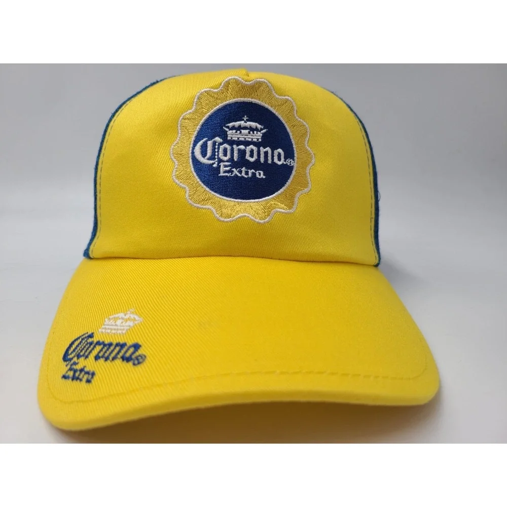 Corona Extra Cerveza Mexican Beer Mesh Trucker‎ (Fits Small) Hat Cap Yellow Blue